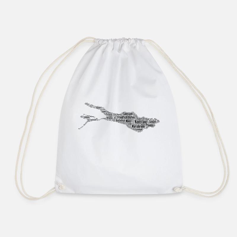Lake Constance | Cloud | black - Drawstring Bag - white
