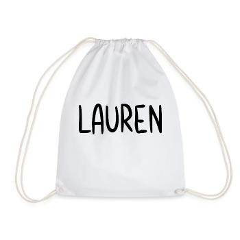 Lauren Nom personnalisé Police Texte Anniversaire - Sac de sport léger - blanc - Devant
