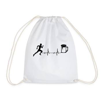 Heartbeat Beer and Running - (2) - Drawstring Bag - white - Front