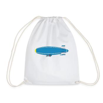 Airship, Zeppelin, Side View - Drawstring Bag - white - Front