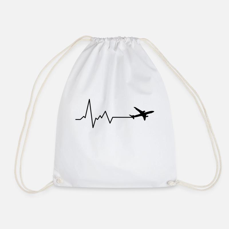 Flugzeug Herzschlag Pilot Geschenk - Turnbeutel - Weiß