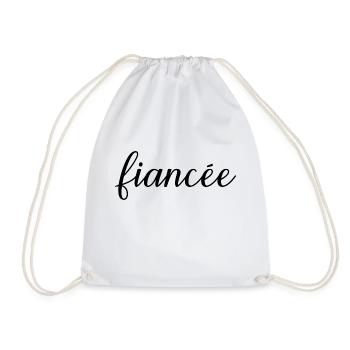 Fiancée Matching Engagement Wedding Honeymoon - Drawstring Bag - white - Front
