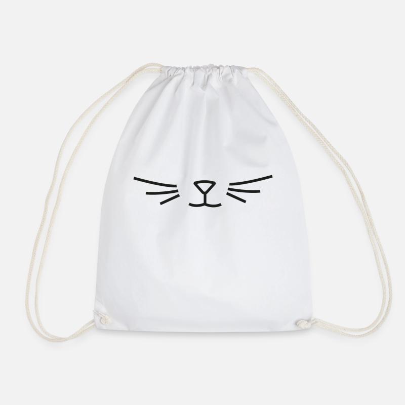 Cat - Drawstring Bag - white