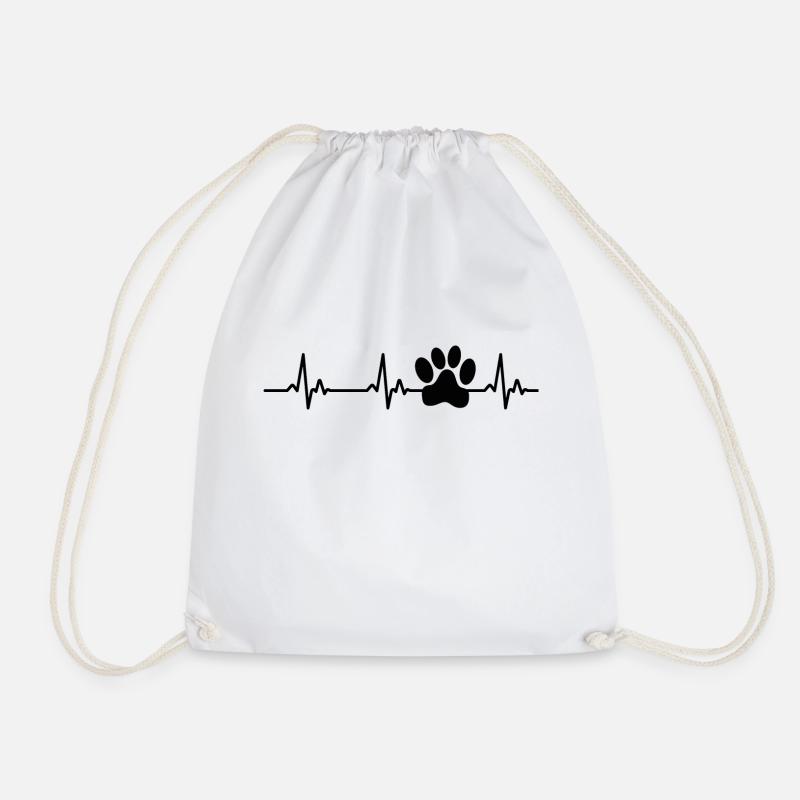 Paw heartbeat - Drawstring Bag - white