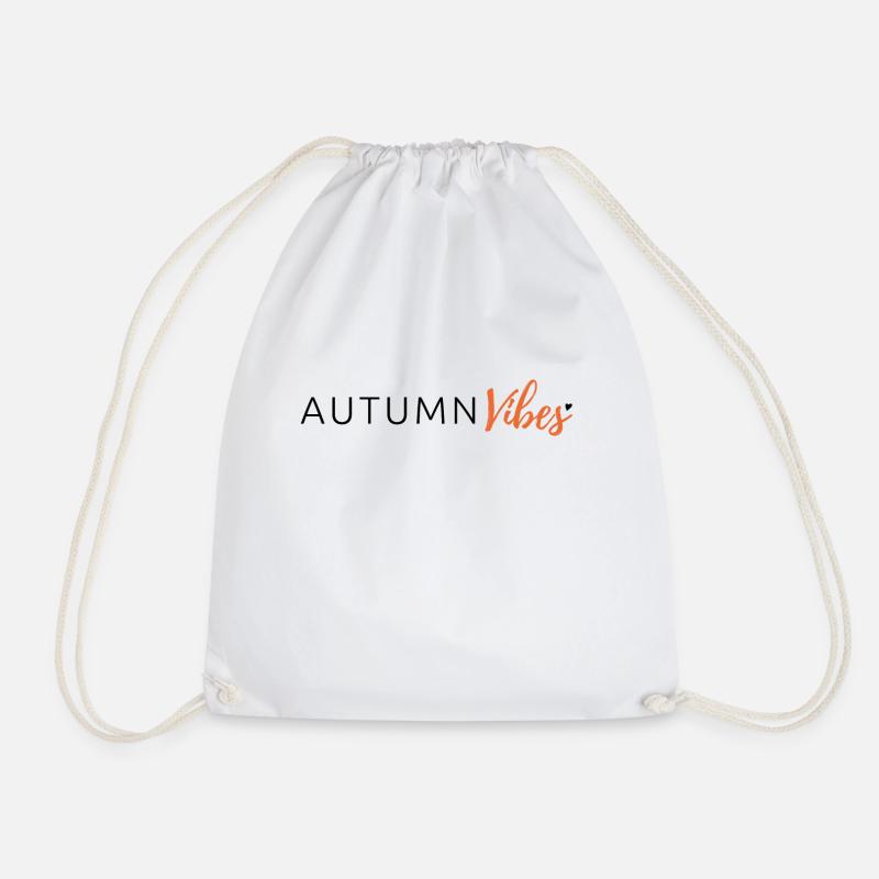 Lettering "Autumn Vibes" - Drawstring Bag - white