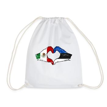 Mexique Estonie Drapeau Mains Coeur Forme Utilisé - Sac de sport léger - blanc - Devant
