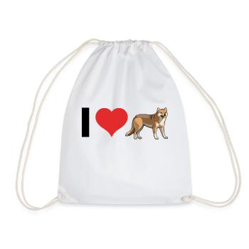 I love Shiba Inus - Cute Pet Dog Design - Drawstring Bag - white - Front