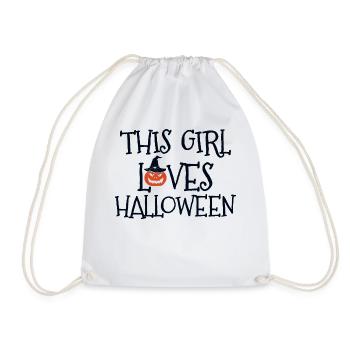 THIS GIRL LOVES HALLOWEEN - Turnbeutel - Weiß - Vorne