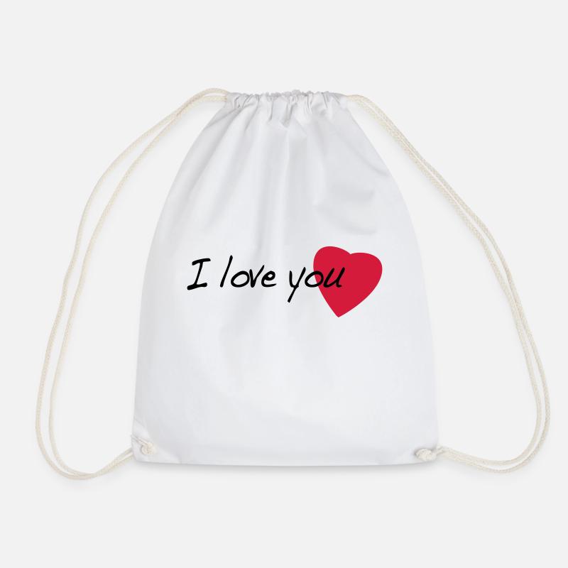 i_love_you - Drawstring Bag - white