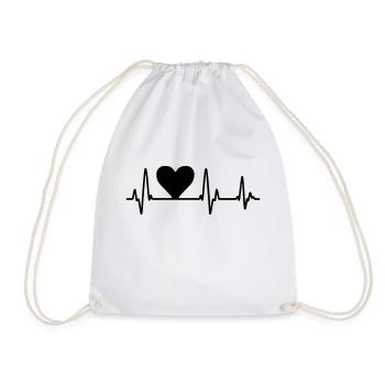 Heartbeat Pulse Heart Love Pulse heart rate - Drawstring Bag - white - Front