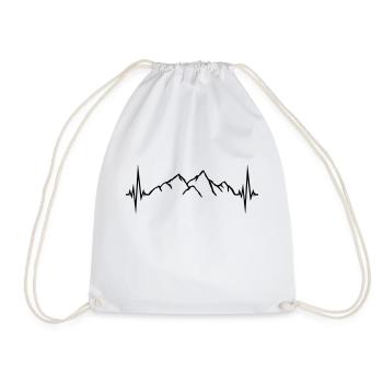 frequency pulse heartbeat mountains mountains excursion wan - Drawstring Bag - white - Front