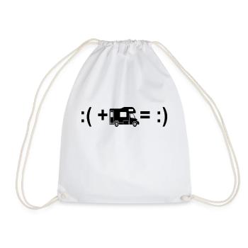 Camping caravan camping funny sayings humor - Drawstring Bag - white - Front