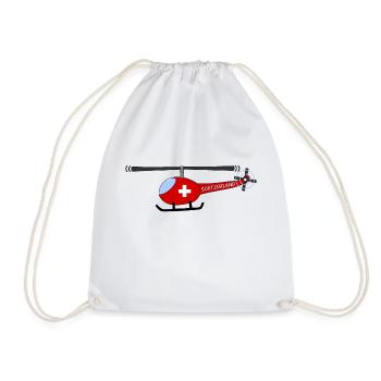 Helicopter Switzerland Flag Children - Drawstring Bag - white - Front