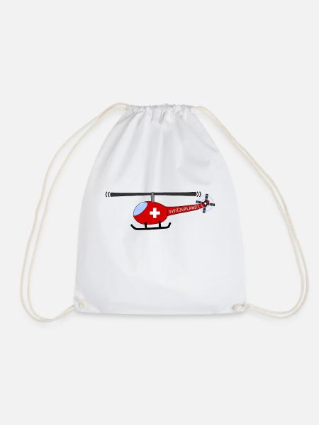 Hubschrauber Schweiz Flagge Kinder - Turnbeutel - Weiß