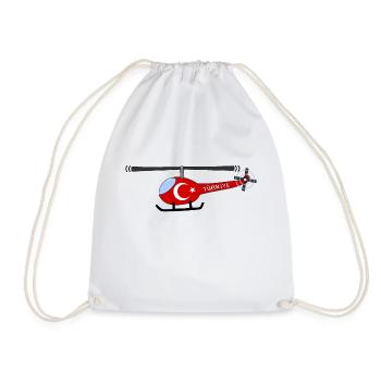 Helicopter Türkiye Flag Children - Drawstring Bag - white - Front