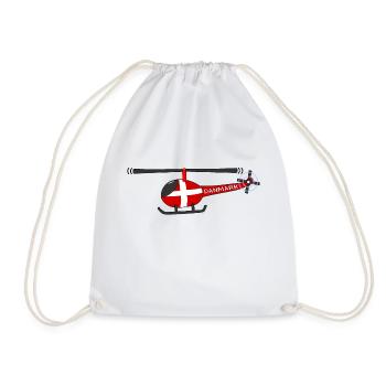 Helicopter Denmark Flag Children - Drawstring Bag - white - Front