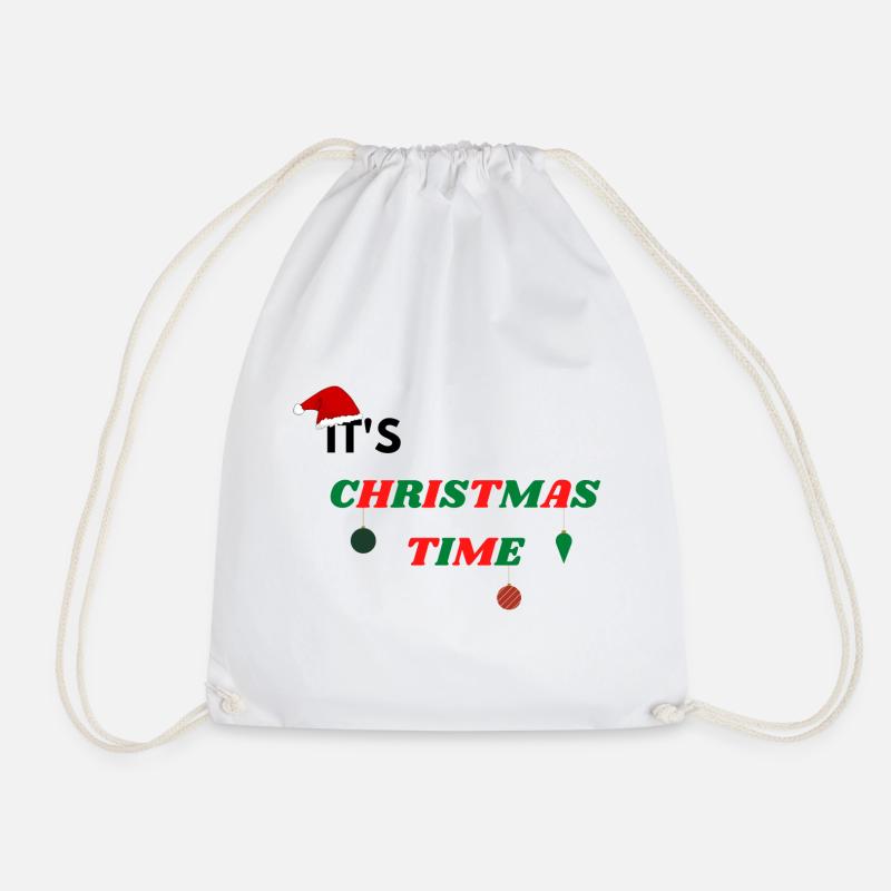 -Christmas Time design- - Drawstring Bag - white