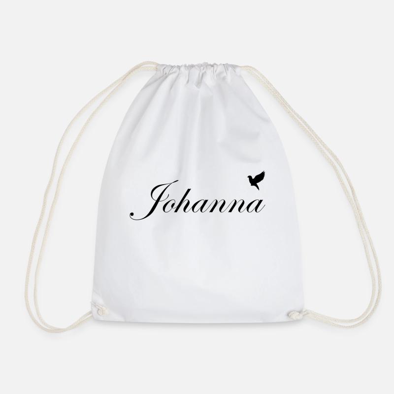 Johanna beautiful name Black - Drawstring Bag - white
