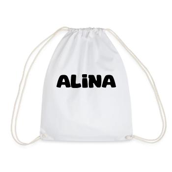 Name - Alina - Turnbeutel - Weiß - Vorne