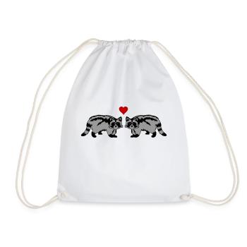Raccoons in love - Drawstring Bag - white - Front