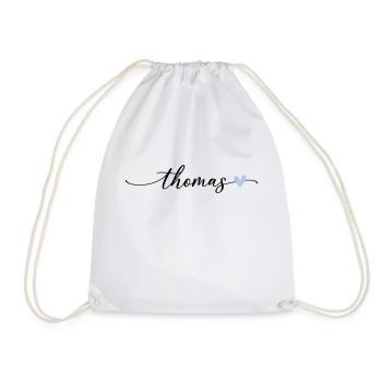 Thomas Name Calligraphy Font - Drawstring Bag - white - Front