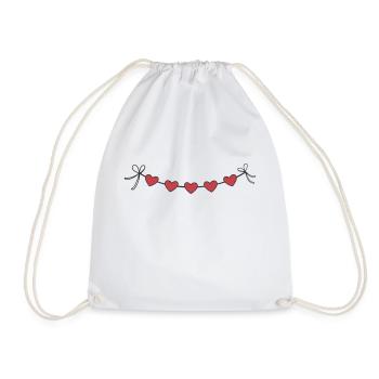 Heart Garland Garland Hearts - Drawstring Bag - white - Front