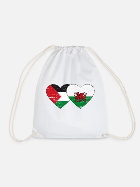Palästina Wales Flagge Herz used - Turnbeutel - Weiß