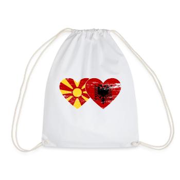 Macédoine Albanie drapeau coeur utilisé - Sac de sport léger - blanc - Devant