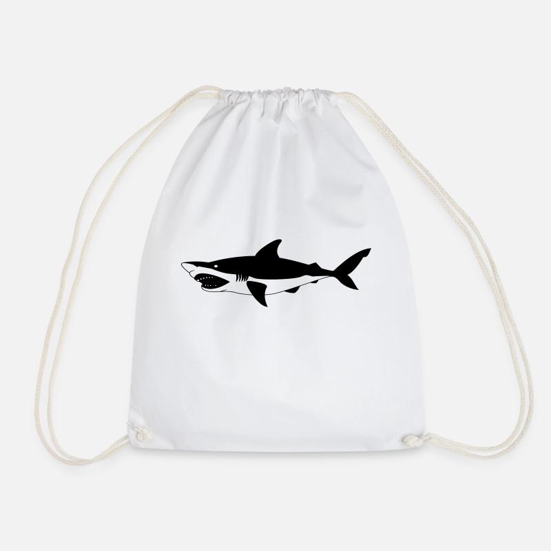 shark - Drawstring Bag - white