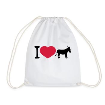 i love love heart donkey horse pony small packelsel l - Drawstring Bag - white - Front