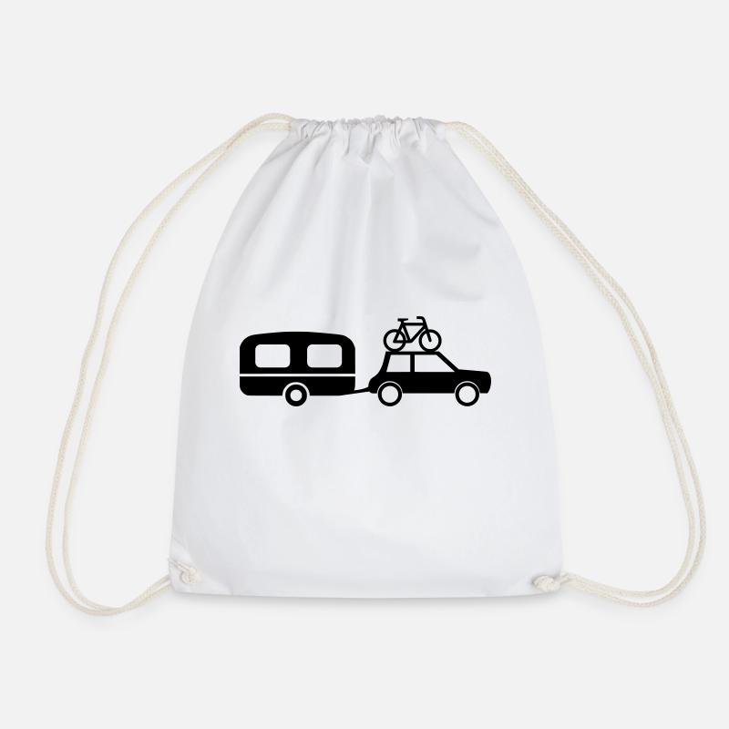Auto Wohnwagen - Turnbeutel - Weiß