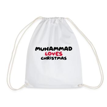 muhammad loves christmas xmas name - Drawstring Bag - white - Front