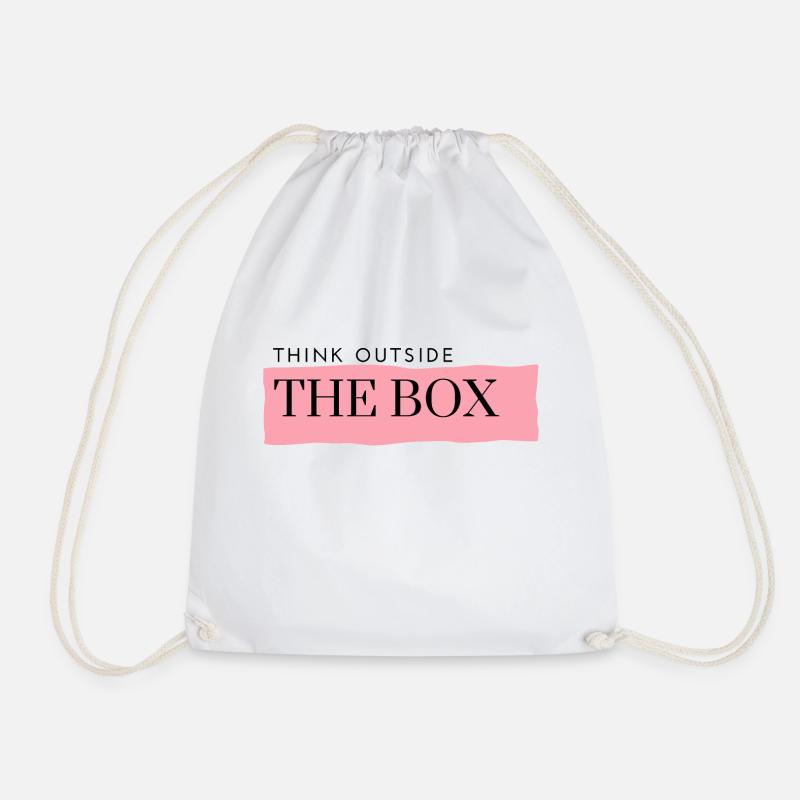think outside the box - pink - Drawstring Bag - white