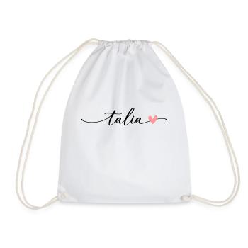 Talia Name Calligraphy Font - Drawstring Bag - white - Front