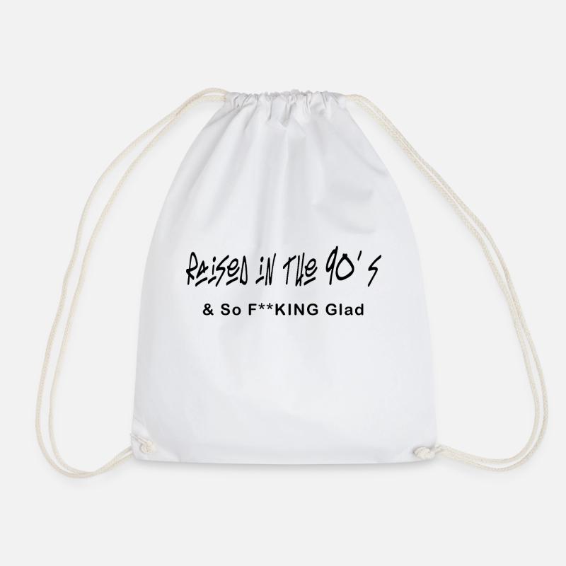 Raised in the 90's - Drawstring Bag - white
