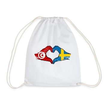 Tunisie Suède drapeau mains forme de coeur utilisé - Sac de sport léger - blanc - Devant