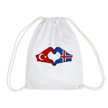 Turquie Islande Drapeau Mains Coeur Forme - Sac de sport léger - blanc - Devant