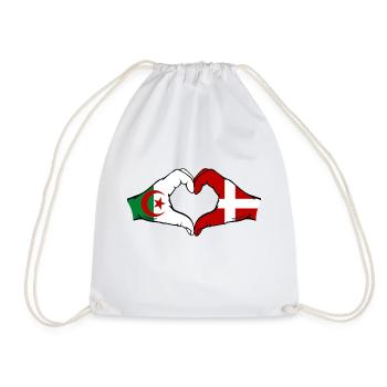 Algérie Danemark Drapeau Mains Coeur Forme - Sac de sport léger - blanc - Devant
