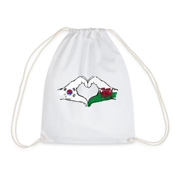 Südkorea Wales Flagge Hände Herzform used - Turnbeutel - Weiß - Vorne