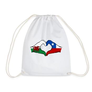 Wales Chile Flagge Hände Herzform - Turnbeutel - Weiß - Vorne