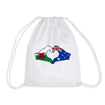 Wales Australien Flagge Hände Herzform - Turnbeutel - Weiß - Vorne