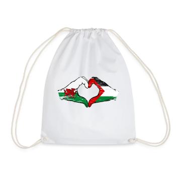Wales Palästina Flagge Haende Herzform used - Turnbeutel - Weiß - Vorne