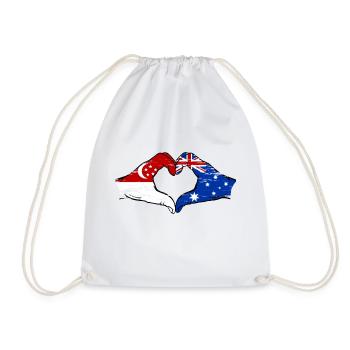 Singapour Australie drapeau mains coeur utilisé - Sac de sport léger - blanc - Devant