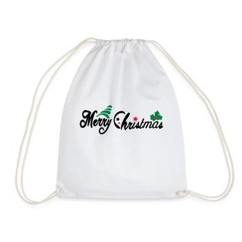 merry_christms_text_tree_holy_leaves - Turnbeutel - Weiß - Vorne