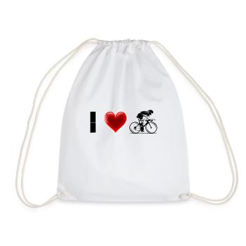 cycling, I love cycling, cycling t shirts, cycling - Drawstring Bag - white - Front