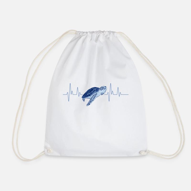 Turtle - Drawstring Bag - white