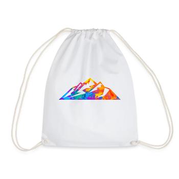 Mountains Mountaineers Hiking Splash Silhouette - Drawstring Bag - white - Front
