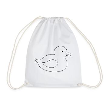 yellow duck, duckling, chick - Drawstring Bag - white - Front