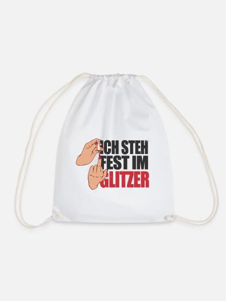 Fest im Glitzer Mittelfinger Nagellack Finger Frau - Turnbeutel - Weiß