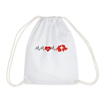 I love Switzerland, ECG, I love Switzerland - Drawstring Bag - white - Front